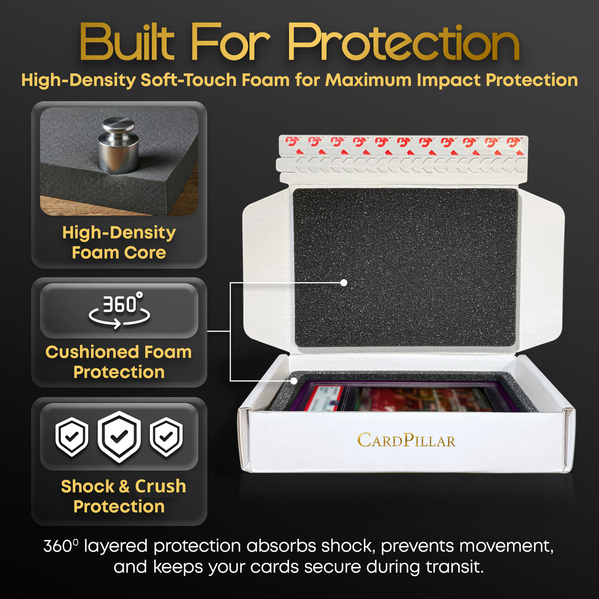 Pack of: Self-Sealing Card Shipping Box for PSA Slabs w/ 360° Foam